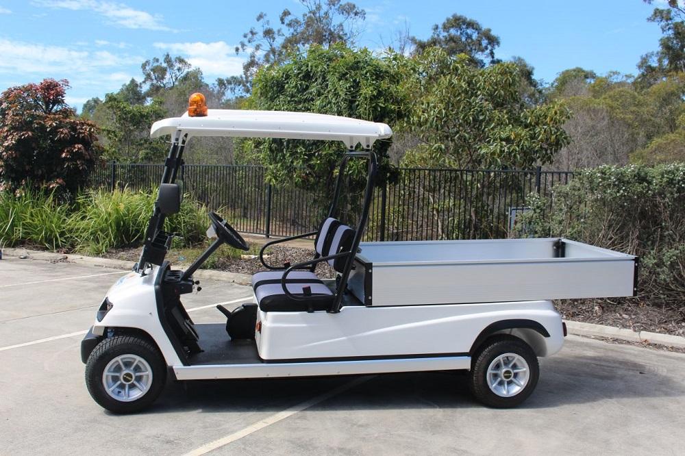 Side Photo White ECAR Golf LT-A2.H8 - 2 Seat Utility Long Wheel Base Electric Cargo Commercial Cart Buggy
