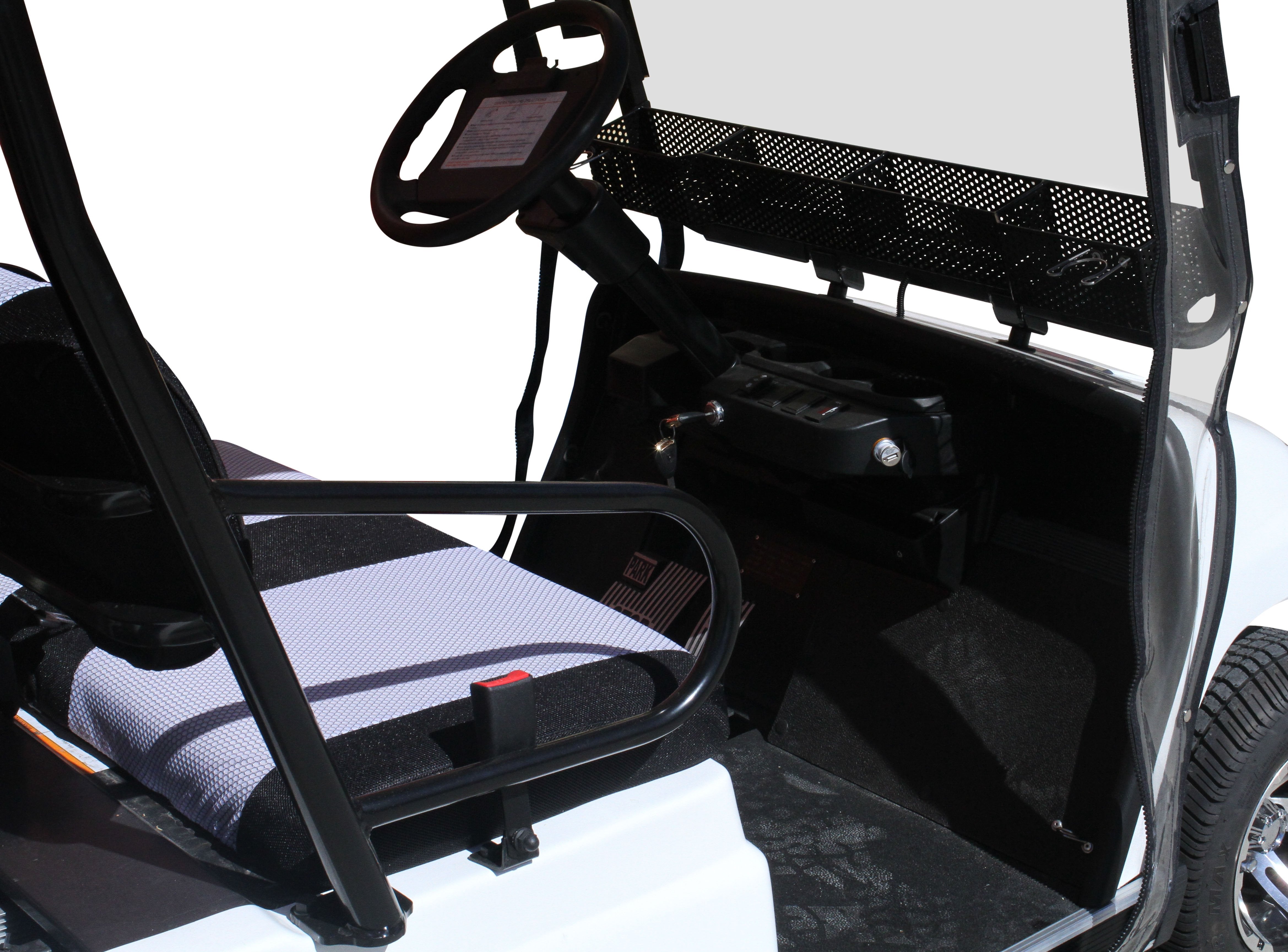 Interior Photo White ECAR LT-A2.AH2 - 2 Seat Utility Electric Cart Buggy Rear Tray Transport